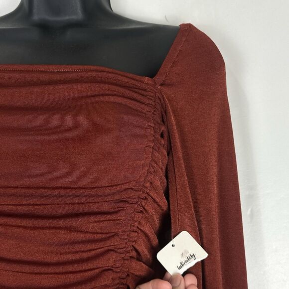 Free People Intimately Meant To Be Bodysuit S In Red / Rust Bell Long Sleeve - Picture 9 of 16